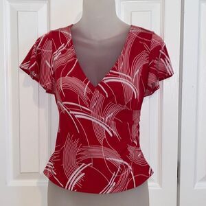 Kupcake Juniors Red White Surplice Top Shirt Blouse size Small S